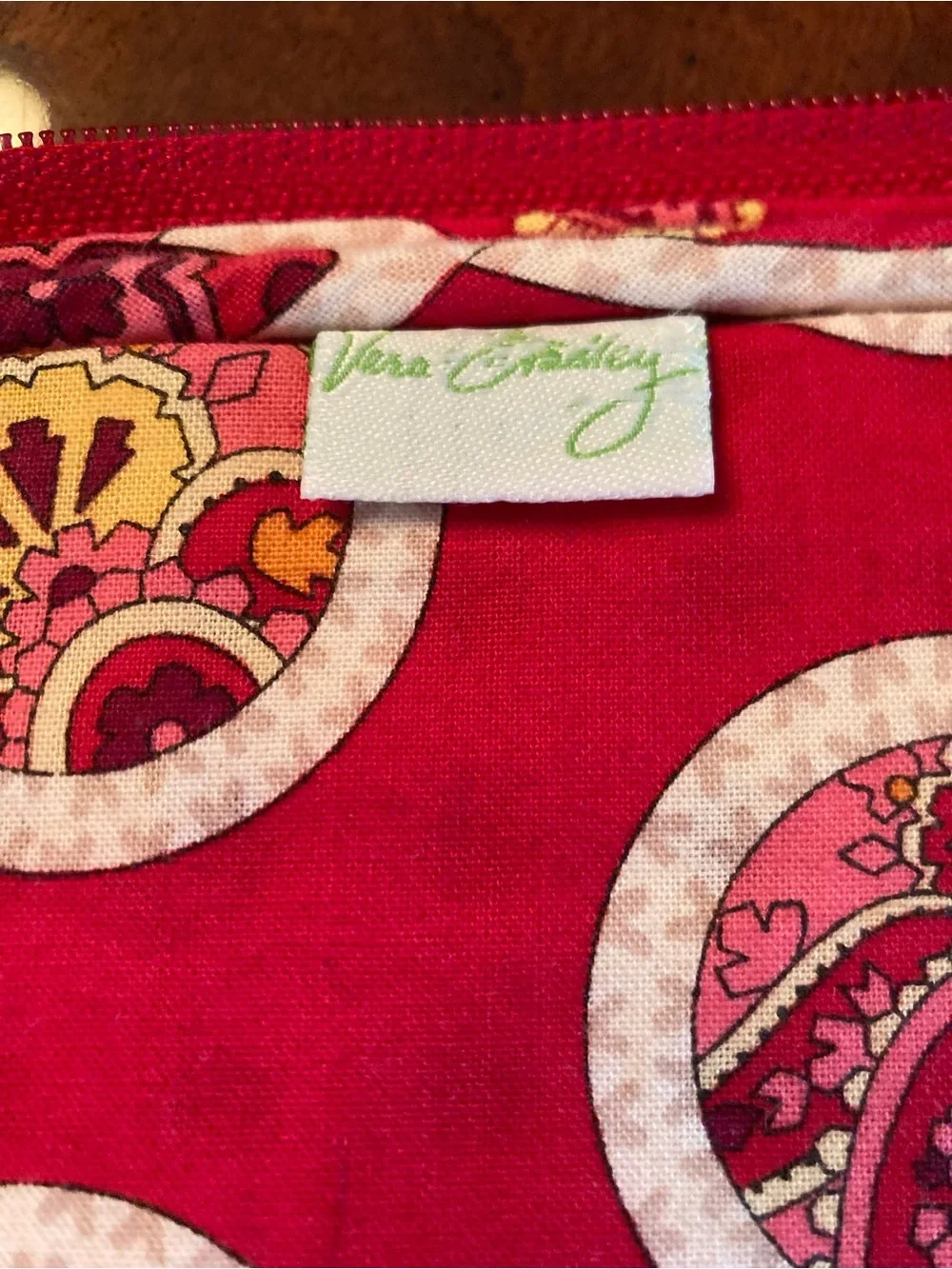 Vera Bradley Hot Pink and Cream Paisley Quilted Pouch